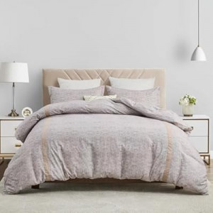 PERHOM Duvet Cover King - Grey Purple Brush Cotton - Smooth & Warm Modern Texture Duvet Cover…