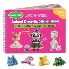 Dino Fun Animal Dress-up Sticker Book for Kids, Reusable Sticker Book for Toddlers 2-4 Years,12 Animals+…