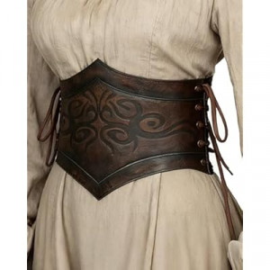 Joukavor Women's Viking Leather Corset Belt Medieval Cinch Belt Renaissance for Halloween