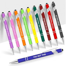 Greengines 10 Pcs Inspirational Pens - Motivational Ballpoint Pens Bulk with quotes Stylus Tip Gifts for Sch…