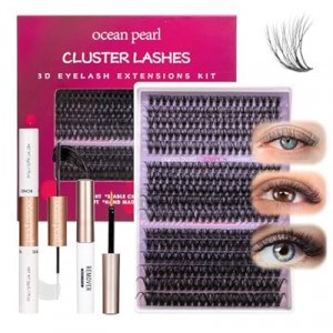 Ocean Pearl Lash Clusters 320pcs 11-20mm Lash Clusters Kit 40D+50D+100D Eyelashes, Lash Ex…
