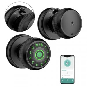 Gavdhe Fingerprint Door Knob-Fingerprint Door Lock with Keypad & App Control-Smart Door Knob,Matt…