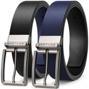 BESTKEE Men's Belt, Leather Reversible Belts For Men, For Gift Mens Casual Dress Jeans, One Reve…