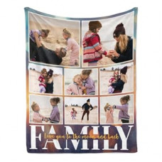 YMDLQDP Custom Blanket with Picture & Love You to The Moon and Back - Personalized Throws for Fam…