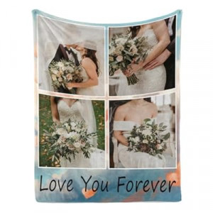 YMDLQDP Customized Blankets with 4 Photos Collage Personalized Picture Blankets with Love You Forever for…