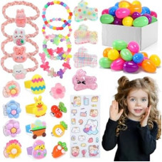 Skirfy Easter for Girls,49 PCS Toddlers Kids Toys Age 3-5,Earrings,Rings,Hair Clip,Play Princ…