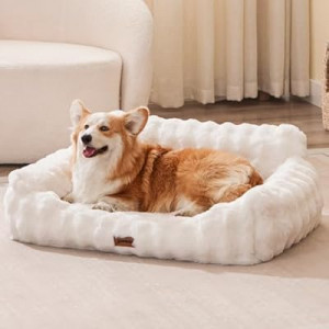 ZOMISIA Dog Couch Bed - Fluffy Dog Sofa, Large Orthopedic Pet Sofa Bed with Removable Washable Cover, F…