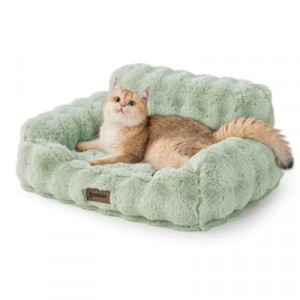 ZOMISIA Cat Couch Bed for Indoor Cats-Orthopedic Cat Sofa with Supportive Egg Foam, Fluffy Cute F…