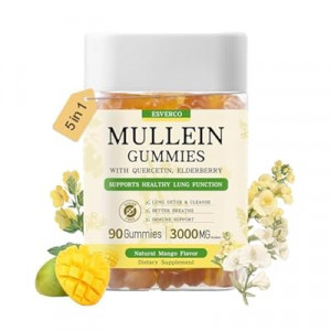 esverco Mullein Gummies with 3600mg Mullein Leaf Extract, 7 in 1 for Lung Cleanse, Respiratory Lung…