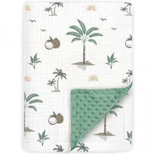 BOPRIO Muslin Baby Blankets for Boys Girls, Ultra Soft Nursery Minky Blankets with Breathable Cotton Fr…