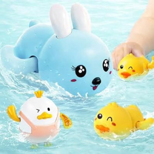 Easter Basket Stuffers - Easter Gifts for Kids - Set of 3 Wind Up Bath Toys - Easter Egg Fillers - Floating Pool T…