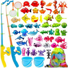 CozyBomB™ Magnetic Fishing Toys Game Set for Kids | Water Table Bathtub Kiddie Pool Party Pole Rod…