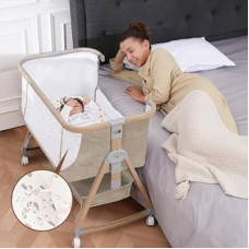 Jestonten Baby Bassinet, Bassinet Bedside Sleeper with Waterproof Bassinet Sheets and Soft Mattress,…
