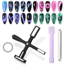 SUPWEE Cat Eye Magnet for Nails 4PCS Nail Polish Magnet for Cat Eye Gel Nail Polish Multi-Function Doub…