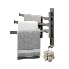 Towel Bar Towel Rack Bathroom Towel Rack, Adhesive Wall Mounted, 180-Degree Rotatable, 3-Bar Space…