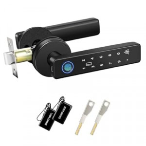 Fingerprint Door Knob, Smart Door Lock with Handle, Keypad Door Lock with Biometric, 4 Unlock Ways: Fing…
