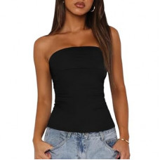 BTFBM Womens Strapless Tube Tops Spring Summer Clothes 2026 Trendy Casual Ruched Stretchy Going Out…
