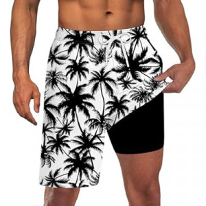 Goodstoworld Men's Funny Swim Trunks with Compression Liner 2 in 1 Quick-Dry 9