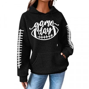 CAZYCHILD Football Shirt for Women Game Day Sweatshirts Womens Football Mom Hoodie Youth Long S…