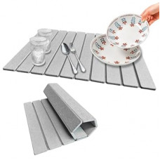 Stone Dish Drying Mat For Kitchen & Bathroom - Diatomaceous Earth, Quick Dry, Collapsible, Non - Slip P…