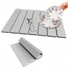 Stone Dish Drying Mat For Kitchen & Bathroom - Diatomaceous Earth, Quick Dry, Collapsible, Non - Slip P…