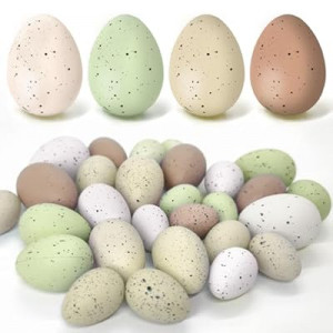 Kidum 36 Pcs Easter Speckled Eggs Vase Filler Plastic Speckled Eggs Faux Eggs for Decoration Bowl DIY Sprin…