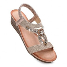 Goldnut Wedge Sandals for Women Dressy, Woman's Sandal Comfortable Low Wedges Heels Ankle Elastic Str…