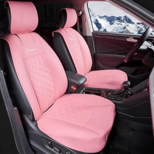 COLINOO Leather Car Seat Cover Waterproof Seat Protector Universal Fit Vehicle Seat Cover Pink 2 Pcs