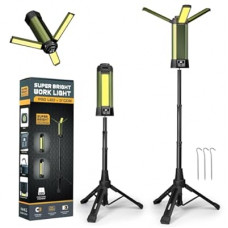 Geisofu Rechargeable Work Light with Stand, Outdoor LED Cordless Camping Light, Portable Telescopic…