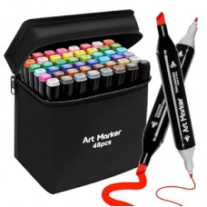 48 Alcohol Markers Set,Dual Tip Art Markers for Adult Coloring, Alcohol Markers Set for Drawing,Coloring,S…