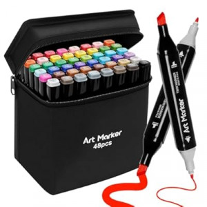 48 Alcohol Markers Set,Dual Tip Art Markers for Adult Coloring, Alcohol Markers Set for Drawing,Coloring,S…