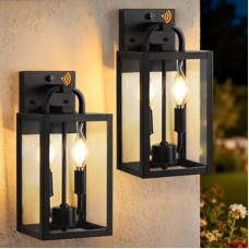 FNOESTY Dusk to Dawn Outdoor Wall Light Fixtures, 2 Pack Front Porch Lights with E12 Sockets, Exte…