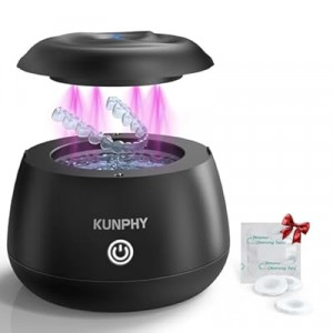 KUNPHY 2026 Ultrasonic Retainer Cleaner Machine, 48kHz Dental Cleaning Pod for Braces, Night Guar…