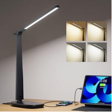 Honeywell LED Desk Lamp for Home Office, Eye-Caring Light with 4 Color Modes & Touch Control, USB A+C C…