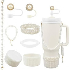 Hpebl Cup Accessories for Stanley 30/40oz Tumbler containing Pearl Straw Cover Topper, Silico…