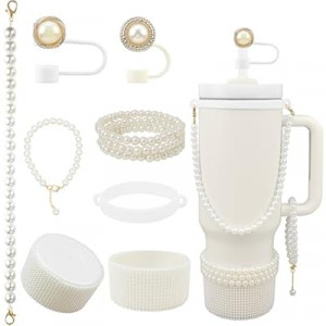 Hpebl Cup Accessories for Stanley 30/40oz Tumbler containing Pearl Straw Cover Topper, Silico…