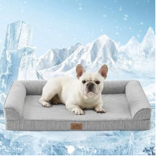 COZY KISS Cooling Dog Bed, Orthopedic Foam Dog Bed with Sides, Removable Cover & Waterproof Lin…