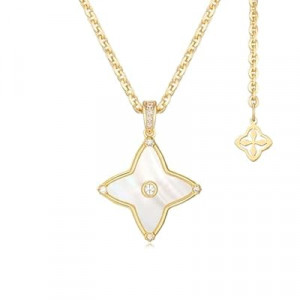 MYEARS Women Clover Necklace Pendant Lapis Lazuli/Mother of Pearl/Turquoise/Yellow Tiger's Eye…