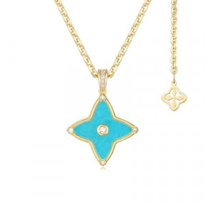 MYEARS Women Clover Necklace Pendant Lapis Lazuli/Mother of Pearl/Turquoise/Yellow Tiger's Eye…