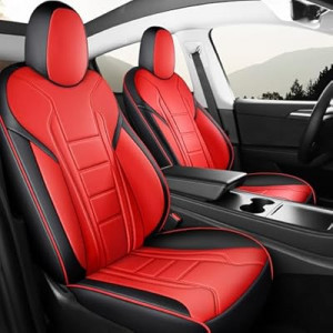FREESOO Customized Seat Cover for Tesla Model Y 2020-2025 7 Seats, Leather Car Seat Cover Full Set Acc…