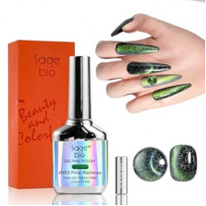 SAGEBIO Cat Eye Gel Nail Polish, 15ml Magnetic Gel, High-Gloss, Long-Lasting, Magnetic Stick for DIY Man…