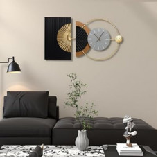 Tiuposr 30x18 Inch Decorative Wall Clock Contemporary Asymmetric – Silent Battery Operated Large Cloc…