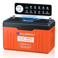 ECO-WORTHY 12V 100AH LiFePO4 Lithium Battery with SOC Display, Upgrade 2.0 with built-in Bluetooth…