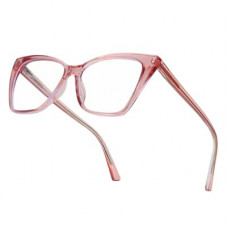 SODQW Pink Cateye Blue Light Glasses for Women, Trendy Cat Eye Anti Blue-light Glasses for Comput…