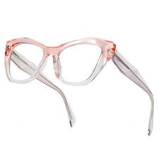 SODQW Pink Cateye Blue Light Glasses for Women, Trendy Cat Eye Anti Blue-light Glasses for Comput…