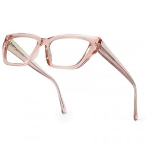 SODQW Pink Cateye Blue Light Glasses for Women, Trendy Cat Eye Anti Blue-light Glasses for Comput…