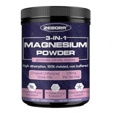 ZEBORA Magnesium Powder for Sleep, Chelated Magnesium Complex Supplement with Glycinate, Citrate…