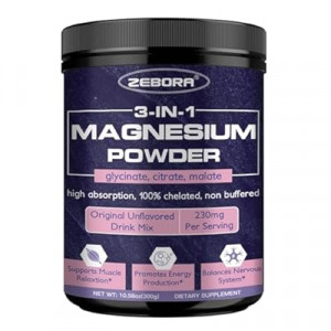 ZEBORA Magnesium Powder for Sleep, Chelated Magnesium Complex Supplement with Glycinate, Citrate…