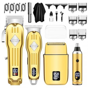 Hair Clippers for Men, Professional Beard Trimmer Mens Shaver Electric Razor Nose Trimmer Kit, Cordless B…