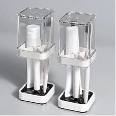 2 PCS Toothbrush Holder Stand with Cover/Cup, 4 Slots Toothbrush Holders for Bathrooms, Compatible…